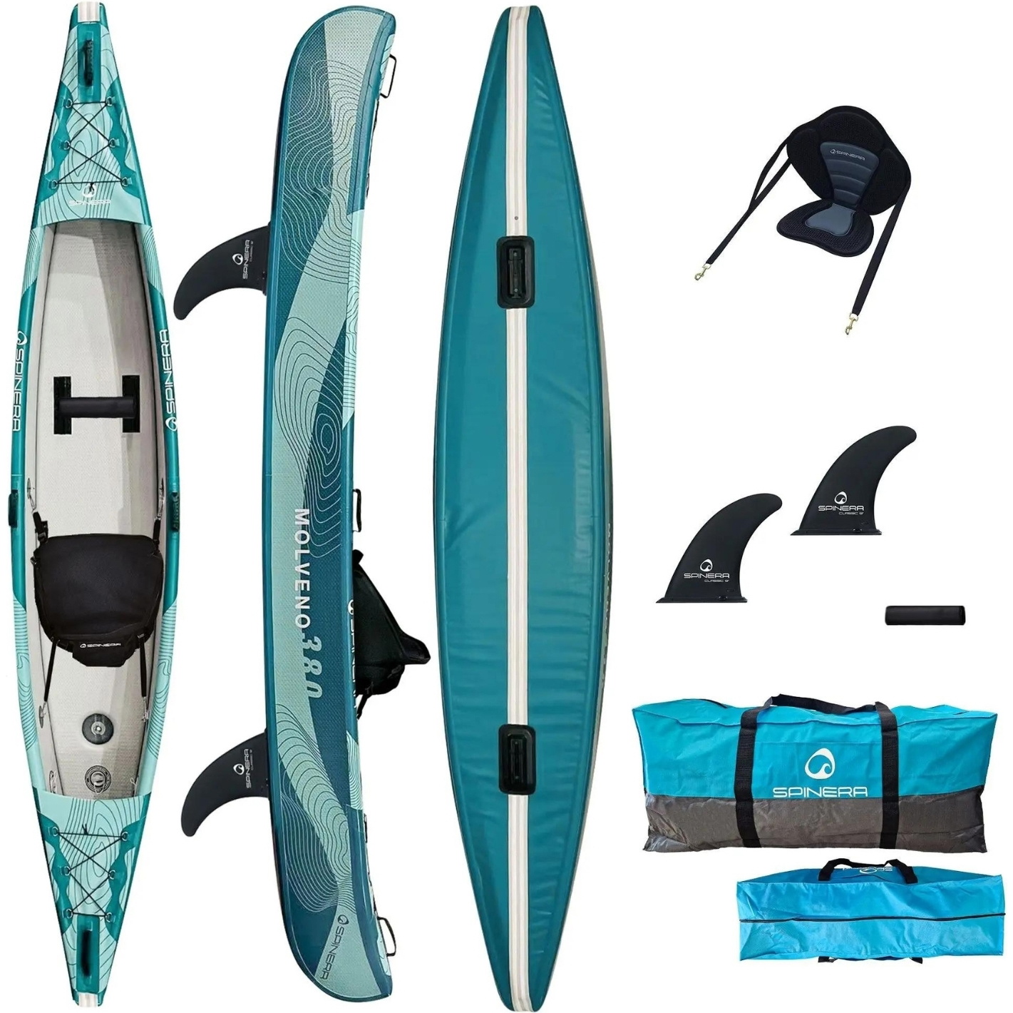 2026 Molveno 390 DLUL - 1 person Kayak w / Bag, 2 Fins, 2 Kayak Seats SP-K-MOL-390